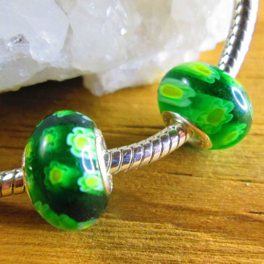 2 Millefiori Glass European Charms